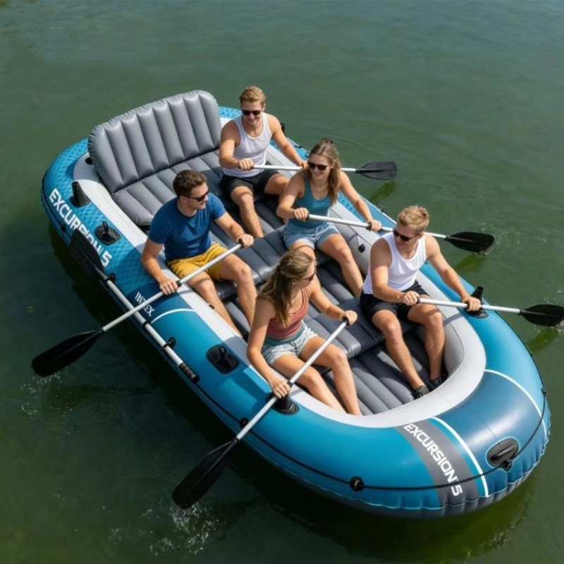 Inflatable Boat 4 Person - Caiaque Inflável Reforçado para Pesca, Bote