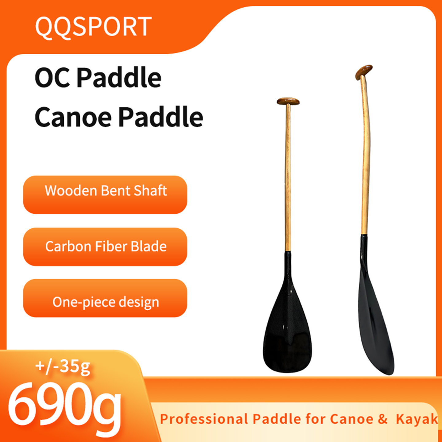 Sup Paddle Carbon Fiber - Remo Profissional QQSPORT para Canoa OC,