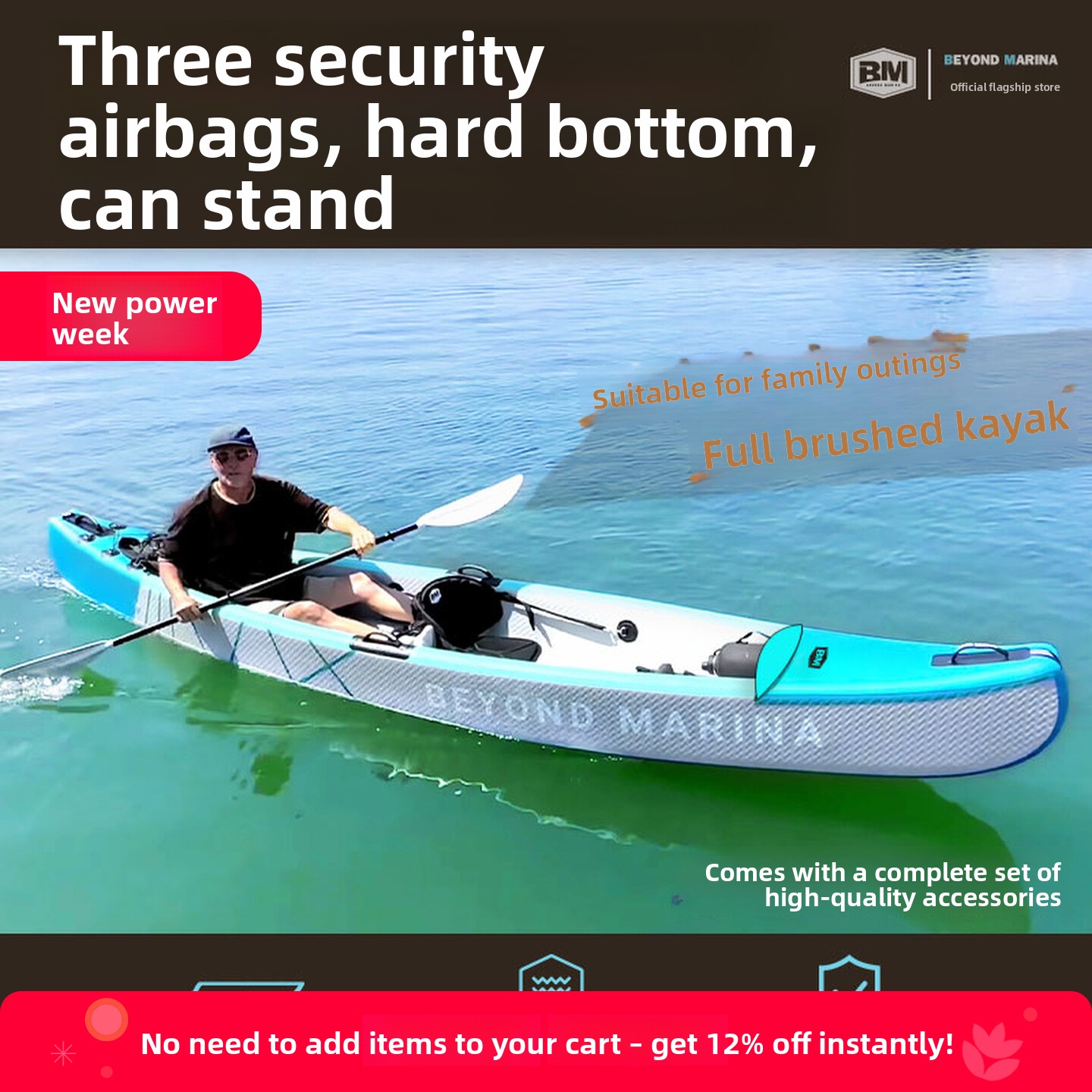 Inflatable Kayak 3 Person - Caiaque Inflável Portátil para Pesca Marítima