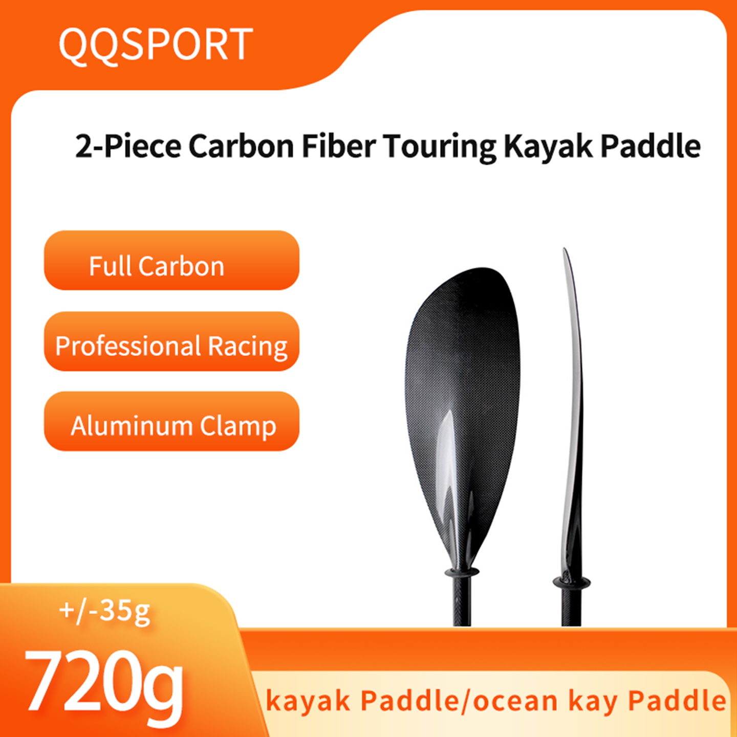 Kayak Paddle Carbon 2 Piece - Remo de caiaque QQSPORT, remo de